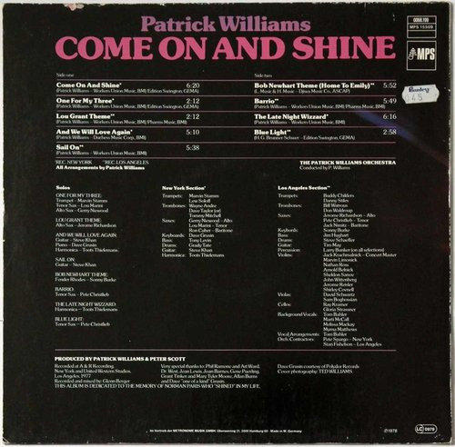 Patrick Williams: Come On and Shine LP (Käyt)
