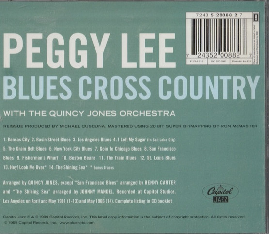 Peggy Lee: Blues Cross Country CD (Käyt)