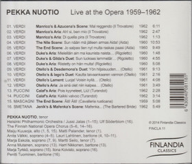 Pekka Nuotio: Live at the Opera - Recordings 1959-1962 CD (Käyt)