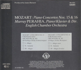 Mozart / Murray Perahia: Piano Concertos Nos. 15 & 16. CD (Käyt)