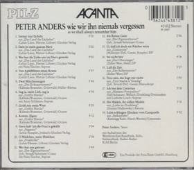 Peter Anders: Wie Wir Ihn Niermals Vergessen CD (Käyt)