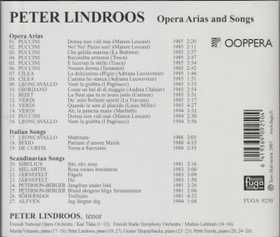 Peter Lindroos: Opera Arias and Songs CD (Käyt)