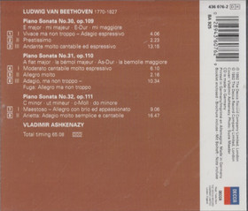 Beethoven / Ashkenazy: Piano Sonatas Opp. 109, 110, 111. CD (Käyt)