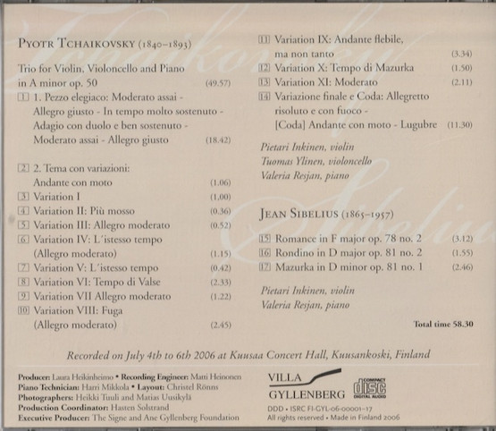 Inkinen / Ylinen / Resjan: Tchaikovsky, Sibelius CD (Käyt)