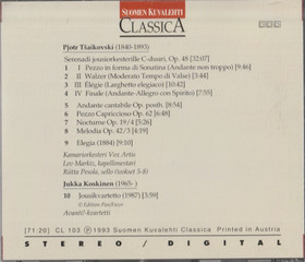 Pjotr Tšaikovsky / Jukka Koskinen: Serenadi Jousiorkesterille CD Käyt