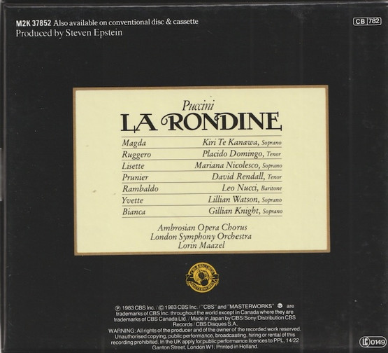 Puccini / Kiri Te Kanawa / Domingo / Maazel: La Rondine 2CD Box (Käyt)