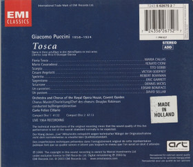 Puccini / Maria Callas / Cioni /Gobbi / Cillario: Tosca 2CD Box (Käyt)
