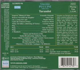 Puccini / Cigna / Merli /Olivero /Neroni / Ghione: Turandot 2CD (Käyt)