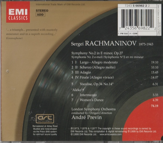 Rachmaninov / Previn: Symphony No.2 etc. CD (Käyt)