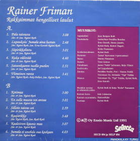 Rainer Friman: Rakkaimmat hengelliset laulut LP (käyt)