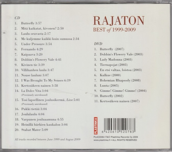 Rajaton: Best of Rajaton 1999-2009. CD+DVD (Käyt)