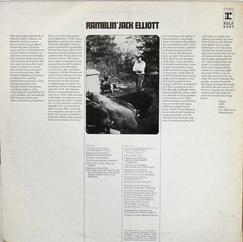 Ramblin' Jack Elliott: Bull Durham Sacks & Railroad Tracks LP (Käyt)