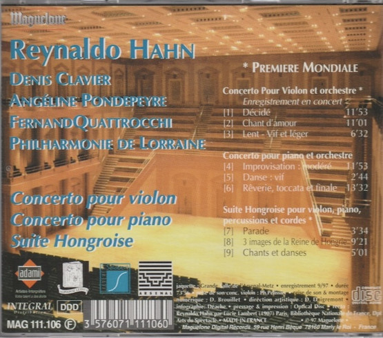 Reynaldo Hahn: Oeuvres Concertantes CD (Käyt)