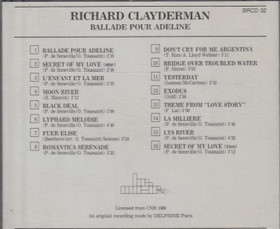 Richard Clayderman: Ballade Pour Adeline CD (Käyt)