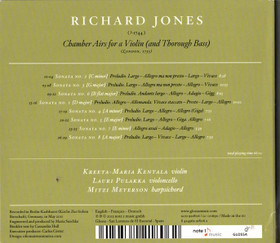 Jones/Kentala/ Pulakka/Meyerson : Chamber Airs For A Violin CD (Käyt)
