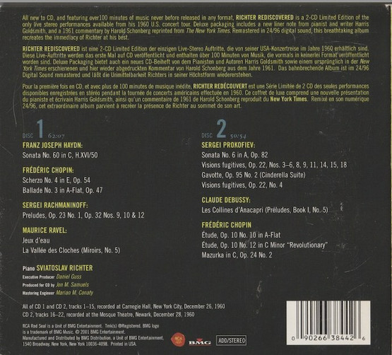 Richter: Rediscovered  - Carnegie Hall Recital December 26, 1960. 2CD