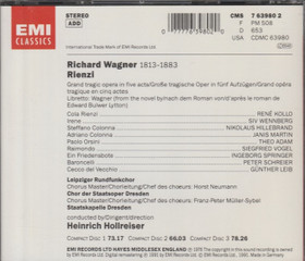 Wagner / Kollo / Heinrich / Wennberg / Hollreiser: Rienzi 3CD (Käyt)