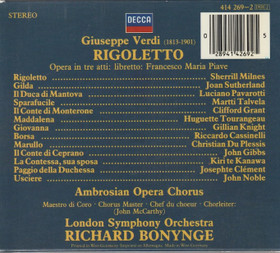 Verdi / Sutherland / Pavarotti / Bonynge: Rigoletto 2CD Box (Käyt)