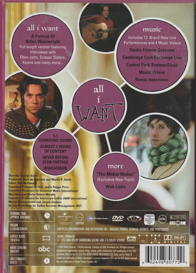 Rufus Wainwright: All I Want DVD (Käyt)