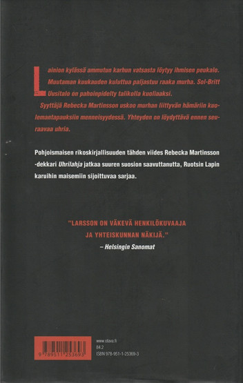 Åsa Larsson: Uhrilahja K3+ (Käyt)