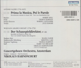 Salieri / Mozart / Harnoncourt: Prima La Musica, Poi Le Parole etc. CD