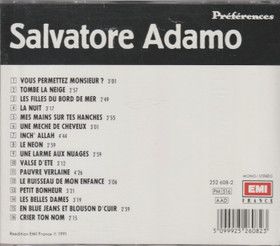 Salvatore Adamo: Préférences - Tombe La Neige CD (Käyt)