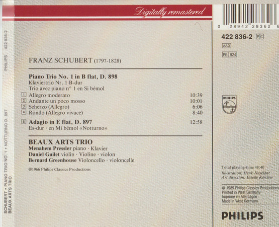 Schubert / Beaux Arts Trio: Piano Trio Nr. 1 D 898 / Notturno D 897 CD