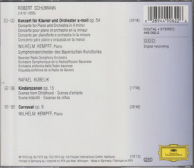 Robert Schumann / Kempff /I Kubelik: Pianoconcert CD (Käyt)