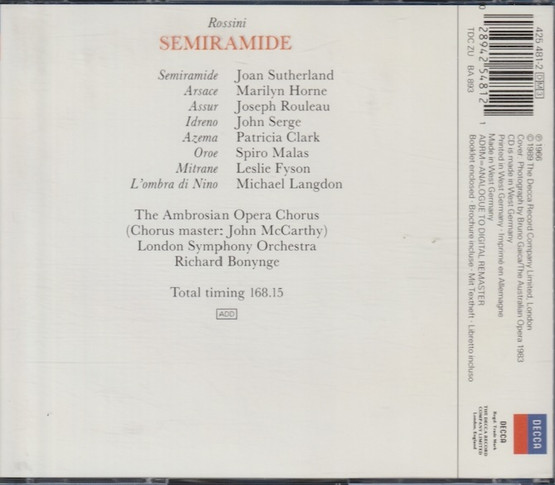 Rossini / Richard Bonynge: Semiramide 3CD (Käyt)