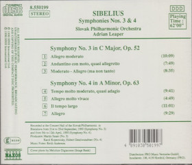 Sibelius / Adrian Leaper: Symphonies Nos. 3 & 4. CD (Käyt)