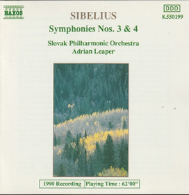 Sibelius / Adrian Leaper: Symphonies Nos. 3 & 4. CD (Käyt)