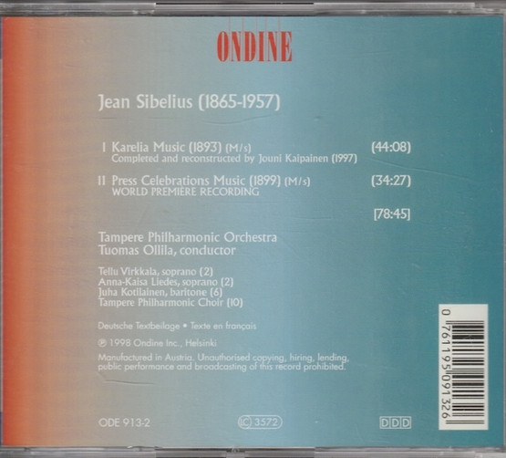 Sibelius / Tuomas Ollila: Karelia / Press Celebrations Music CD (Käyt)