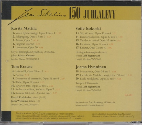 Jean Sibelius 150 - juhlalevy - Rondo CD 6 / 2015. CD (Käyt)