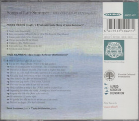 Heiniö / Kilpinen / Luttinen / Hällström: Songs of Late Summer CD Käyt