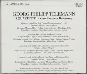 Georg Phillipp Telemann: 4 Quartette CD (Käyt)