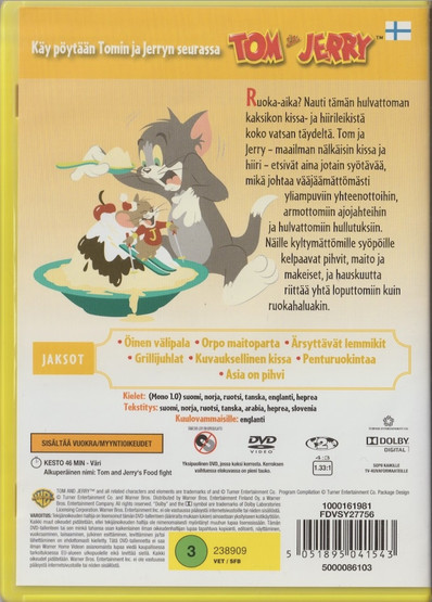 Tom & Jerry ruokasotasilla DVD (Käyt)