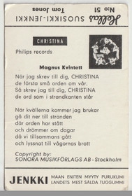 Suosikki-Jenkki keräilykortti N:o 51 - Tom Jones K3 (Käyt)