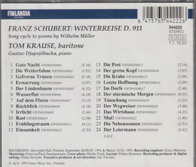 Schubert / Tom Krause / Gustav Djupsjöbacka: Winterreise CD (Käyt)
