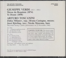 Verdi / Toscanini / Milanov / Moscona: Requiem – Te Deum 2CD (Käyt)