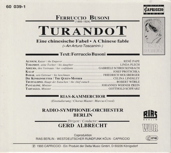 Busoni / Pape / Plech / Gerd Albrecht: Turandot CD Box (Käyt)