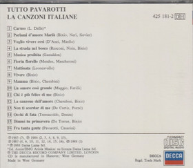 Luciano Pavarotti: Tutto Pavarotti - Le Canzoni Italiane CD (Käyt)
