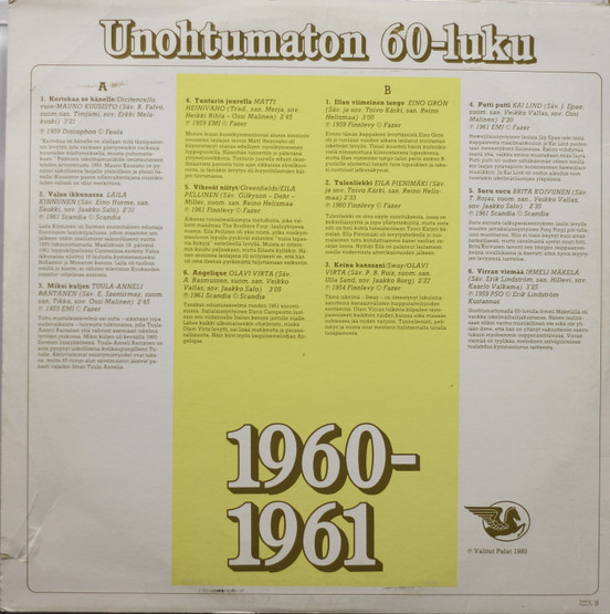 V/A: Unohtumaton 60-luku - 1960-1961 LP (Käyt)