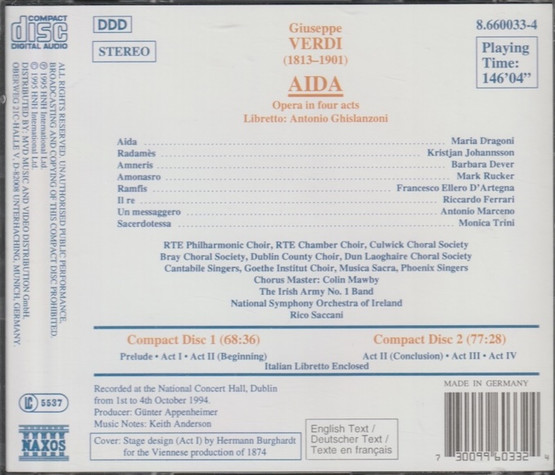 Verdi / Dragoni / Johannsson / Dever / Saccani: Aida 2CD (Käyt)