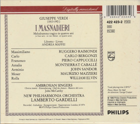 Verdi / Caballé / Bergonzi / Gardelli: I Masnadieri 2CD Box (Käyt)