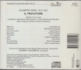 Verdi / Jussi Björling / Schymberg / Sandberg: Il Trovatore 2CD (Käyt)