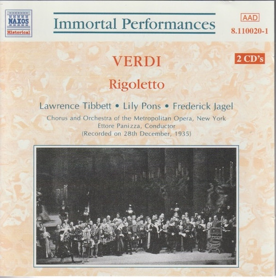 Verdi / Tibbett / Pons / Jagel / Panizza: Rigoletto 2CD (Käyt)