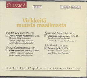 Falla / Gershwin / Milhaud / Bartók: Virikkeitä muusta maailmasta CD