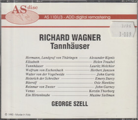 Richard Wagner / Kipnis /Traubel / George Szell: Tannhäuser 3CD (Käyt)
