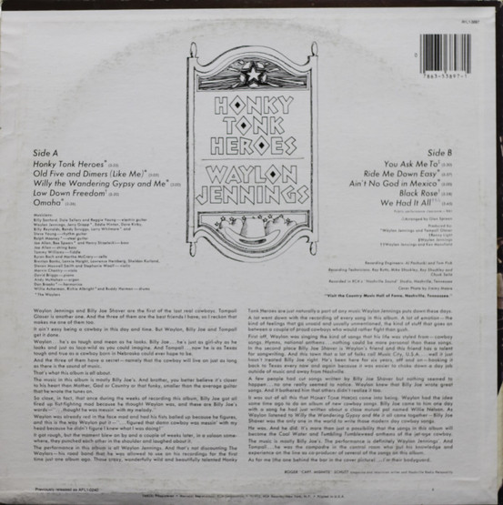 Waylon Jennings: Honky Tonk Heroes LP (Käyt)