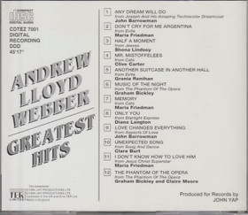 Andrew Lloyd Webber: Greatest Hits CD (Käyt)